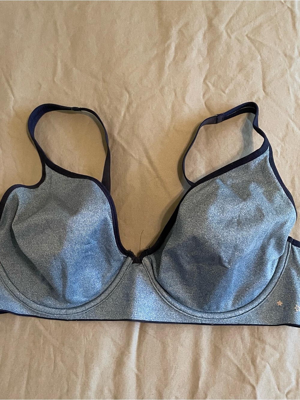 aerie Metallic Blue Underwire Bra with Dark Trim